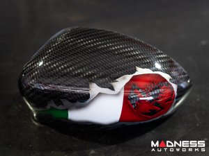 FIAT 500 Mirror Covers - Carbon Fiber - Italian Flag w/ Black Scorpion